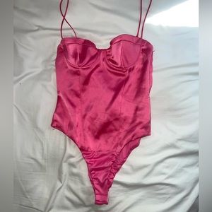 ZARA shiny pink bodysuit